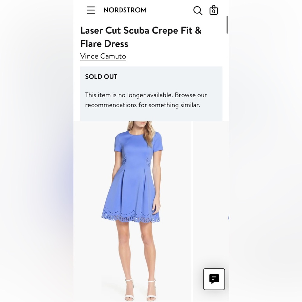 NWT size 2 light blue Laser Cut Scuba Crepe Fit & Flare Dress